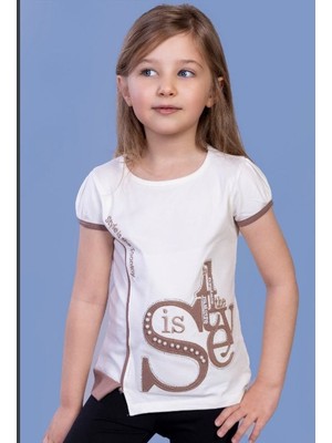 Toontoy Kız Çocuk T-Shirt Star Garnili Nakışlı