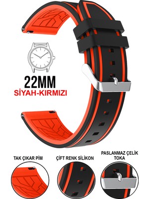 Cobra 22 mm Fossil-Welder-Casio-Seiko-Omega-Armani Saat Uyumlu Silikon Saat Kordonu Kayışı A5522