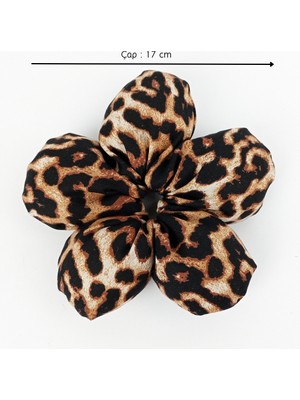 Woodycord El Yapımı Leopar Desenli Pofuduk Scrunchie Toka - Tarzınızı Yansıtın!