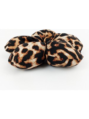 Woodycord El Yapımı Leopar Desenli Pofuduk Scrunchie Toka - Tarzınızı Yansıtın!