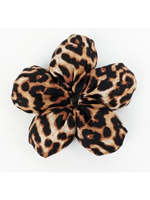 Woodycord El Yapımı Leopar Desenli Pofuduk Scrunchie Toka - Tarzınızı Yansıtın!
