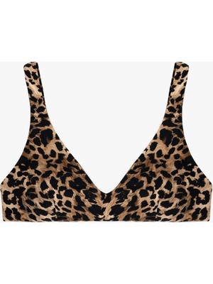Koton Mat Kumaş V Yaka Leopar Desenli Bikini Üst