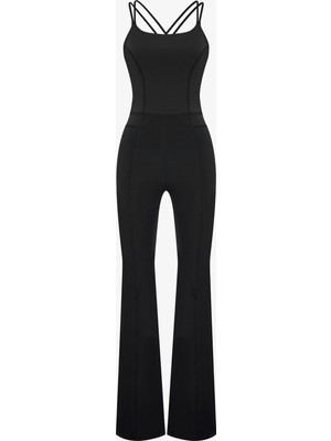 Penti Siyah Sırtı Çapraz Kolsuz Uzun Tulum