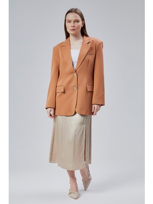 Kadın Oversize Astarlı Dokuma Blazer Ceket
