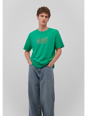 Mavi Logo Baskılı Yeşil Tişört 066842-71794