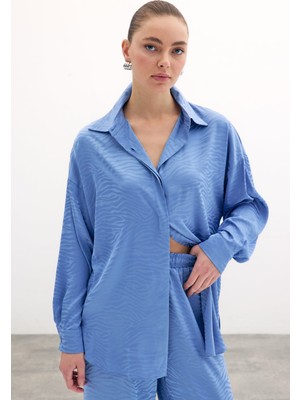 Zebra Desenli Salaş Gömlek - Indigo