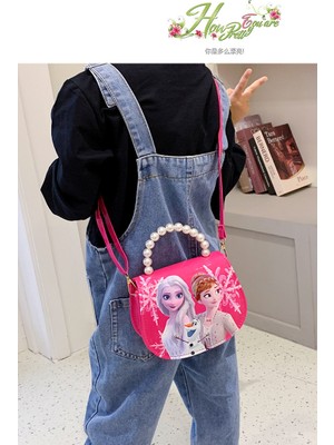 Leonas Mysterious Shop 2024 Yeni Çocuk Buz ve Kar Omuz Çantası Moda Küçük Prenses Yüz Trend Dışında Aisha El Crossbody Çanta (Yurt Dışından)