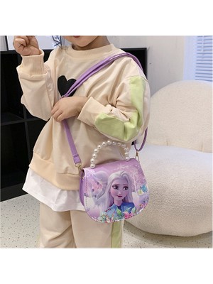 Leonas Mysterious Shop 2024 Yeni Çocuk Buz ve Kar Omuz Çantası Moda Küçük Prenses Yüz Trend Dışında Aisha El Crossbody Çanta (Yurt Dışından)