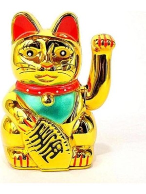Miamantra Feng Shui Büyük Boy Pati Sallayan Bereket ve Şans Kedisi - Pilli - 15 cm-Maneki Neko