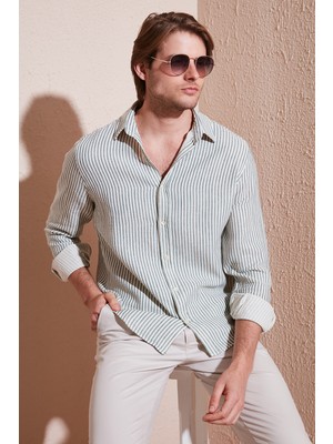 Buratti Çizgili Regular Fit Pamuklu Uzun Kollu Gömlek Erkek Gömlek CF25S129721