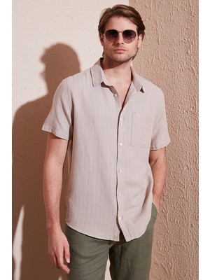 Buratti Pamuklu Regular Fit Tek Cepli Kısa Kol Gömlek Erkek Gömlek CF25S128230