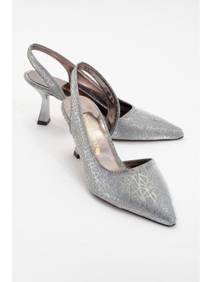 Ccway Kadın Topuklu Ayakkabı Platin Üçgen