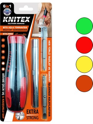 Knitex 6ın1 - Çıkar Tak  Kauçuklu Bits Uçlu Tornavida