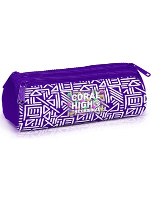 Coral High Desenli Üç Bölmeli Kalem Çantası 11183