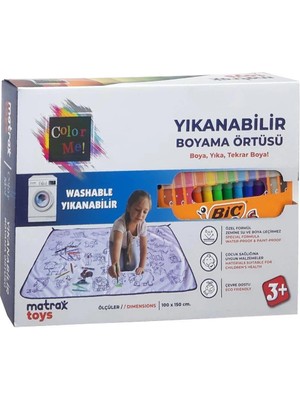 Matrax "Color Me!" Yıkanabilir Boyama Örtüsü 100x150 cm Çocuklar İçin Eğlenceli Renkli Tasarım