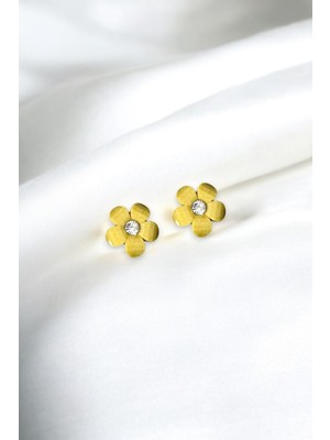 Taşlı Yeşil Çiçek Klipsli Düğme Aksesuarı 1 Çift