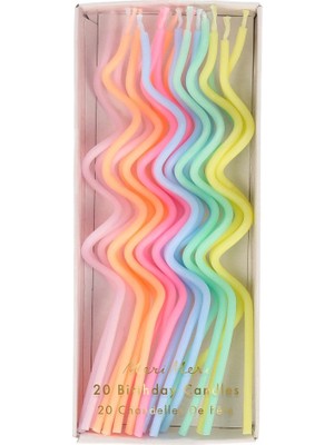 Meri Meri - Pastel Swirly Candles - Pastel Kıvrımlı Mumlar - 20'li