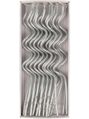Meri Meri - Silver Swirly Candles - Gümüş Kıvrımlı Mumlar - 20'li
