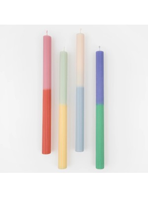 Meri Meri - Multi Block Colour Table Candles - Renkli Uzun Masa Mumları (x4)