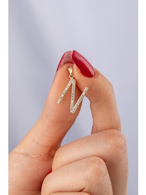 Fiyonk Kuyumculuk 14 Ayar Altın Taşlı N Harf Kolye Ucu