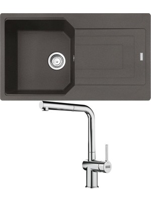 Franke Ubg 611-86 Granit Slate Grey Evye, Active Plus Doccia Krom Armatür