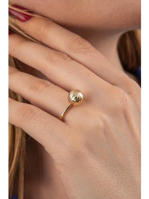 Fiyonk Kuyumculuk 14 Ayar Altın Işıltılı Topçuk Yüzük 3