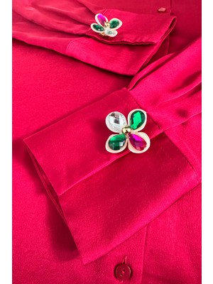 Renkli Çiçek Klipsli Düğme Aksesuarı 1 Çift