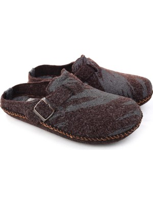 Gezer 15405 Erkek Keçe Sessiz Kaymaz Hafif Taban Ev Misafir Terliği