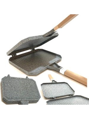 Döküm Alüminyum Içi Teflonlu Tostmatik Ocak Üstü Tost Makinesi Soba Ateş Üstü Sağlıklı Izgara Grill