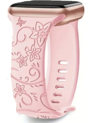 ZETCONCEPT Apple Watch 4 5 6 7 8 9 10 Se 38 40 41MM Floral Çiçek Desenli Kordon Kayış Kaliteli Silikon Bileklik