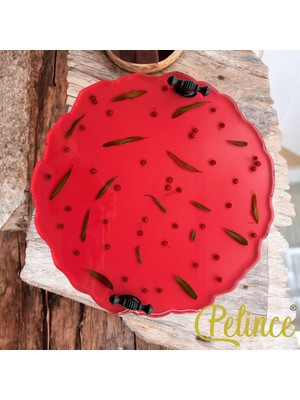 Pelince Epoksi Reçine Çiçekli Tepsi - Ateş Dikeni - Çapı: 25 cm