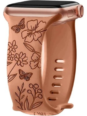 ZETCONCEPT Apple Watch 4 5 6 7 8 9 10 Se 38 40 41MM Floral Çiçek Desenli Kordon Kayış Kaliteli Silikon Bileklik