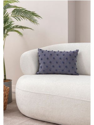 Swita Home Dekoratif Puantiye Keten Kumaşlı Kırlent Kılıfı 35X50