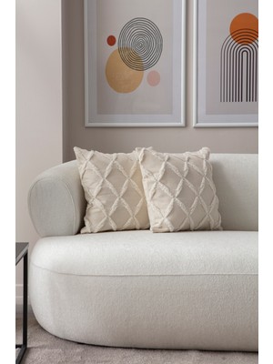 Swita Home Ikili Dekoratif Puantiye Keten Kumaşlı Kırlent Kılıfı 43X43 Krem
