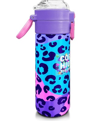 Coral High Kids Mor Leopar Desenli Pipetli ve Direkt Içim Çelik Termos 500 ml 31846
