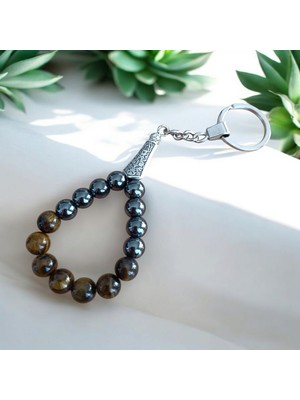 Mga Doğaltaş Kaplan Gözü Taşı Hematit Taşı Anahtarlık - Doğal Taş Anahtarlık Doğal Taş