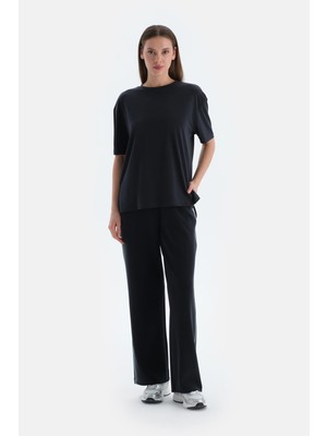 Dagi Siyah Kadın Modal Karışımlı Yan Şerit Detaylı Pantolon