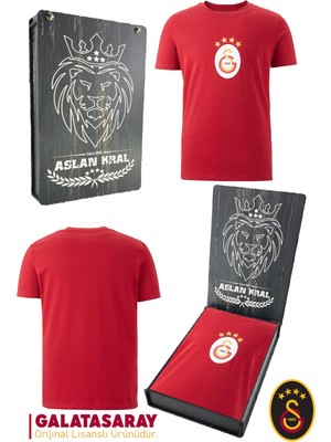 Galatasaray Orijinal Lisanslı Arma T-Shirt Hediyelik Ahşap Kutulu
