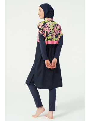 Crop Görünümlü Şapkalı Rahat Tesettür Mayo