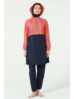 Crop Görünümlü Şapkalı Tesettür Mayo