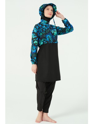 Crop Görünümlü Şapkalı Tesettür Mayo