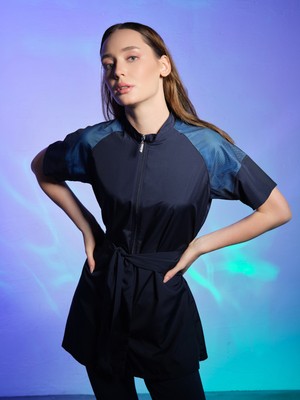 Alfasa Kadın Yarım Kol Mayo Reglan File Detaylı Su İtici 100% Polyester Yazlık Ürün