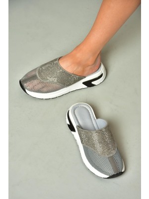Fox Shoes U312514415 Gri File Kadın Terlik