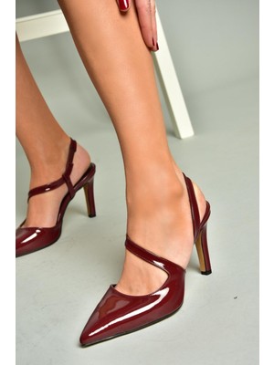Fox Shoes K404910808 Bordo Rugan Sivri Burun Kadın Topuklu Ayakkabı