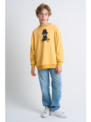ALEXANDERGARDI Baskılı Bisiklet Yaka Çocuk Sweatshirt