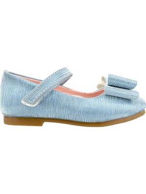 Rahat Kalıp Kız Çocuk Büyük Fiyonklu Babet Mavi Hologram