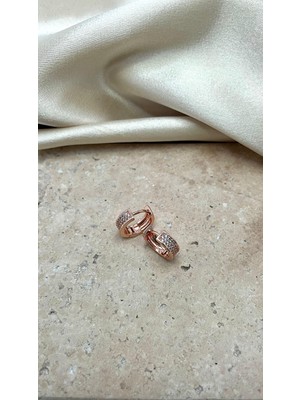 Rose Gold Zirkon Taşlı Vip Küpe