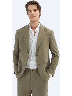 Haki Düz Comfort Fit Takım Elbise