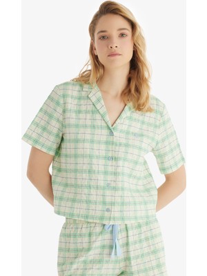 Kadın Pijama Üstü 60544 - Kare Desenli