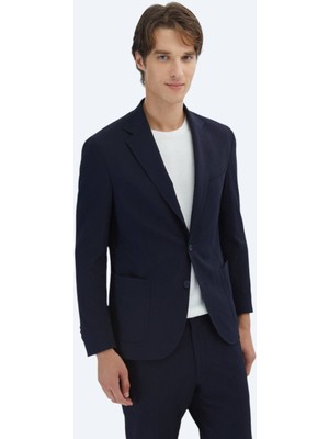 Lacivert Desenli Modern Fit Takım Elbise